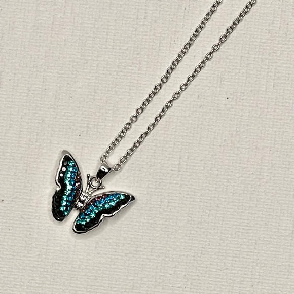 Crystal Butterfly Pendant Necklace - Picture 3 of 11